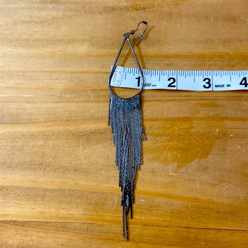 Not4 sale sold Bundle Gunmetal fringe boho long earrings - Picture 10 of 13